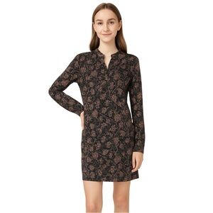 LOFT Ann Taylor light pull over shift dress flowy flower design fun warm tones M